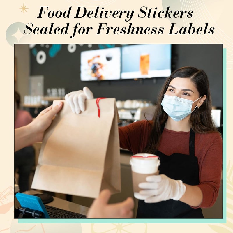 Skyygemm Tamper Evident Tape Safe Secure Tamper Evident Stickers for Drink Lids 1 x 9 Food Delivery Stickers Sealed for Freshness Labels Drink Food Proof Tape(Red,500 Pcs) - Image 3